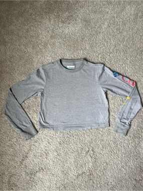 Columbia Gray Cropped Long Sleeve Tee with Color Accent